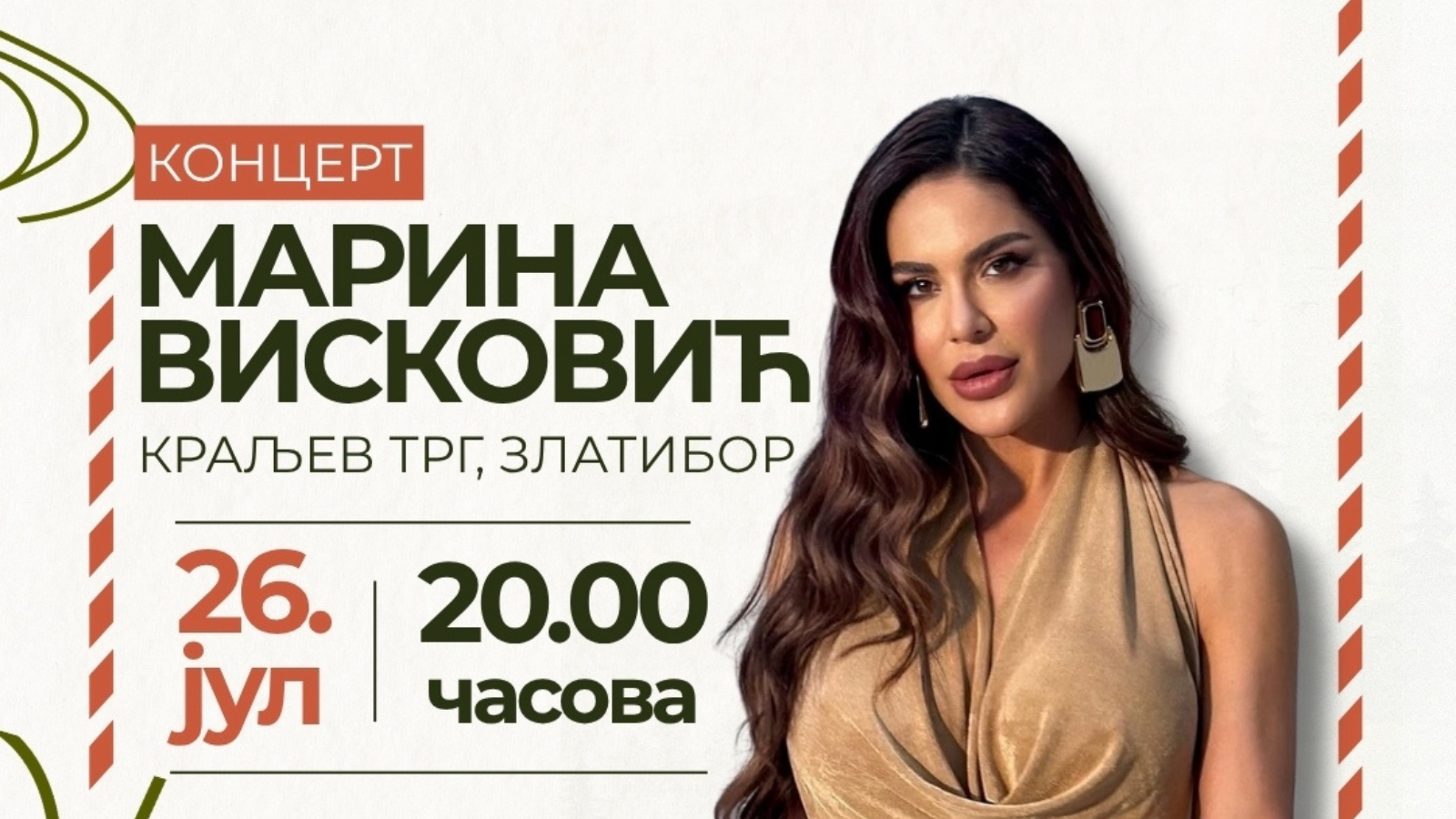 Kulturno leto 2026 – koncert Marina Visković - Zlatibor